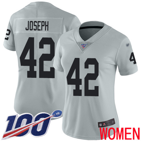 Oakland Raiders Limited Silver Women Karl Joseph Jersey NFL Football #42 100th Season Inverted Legend Jersey